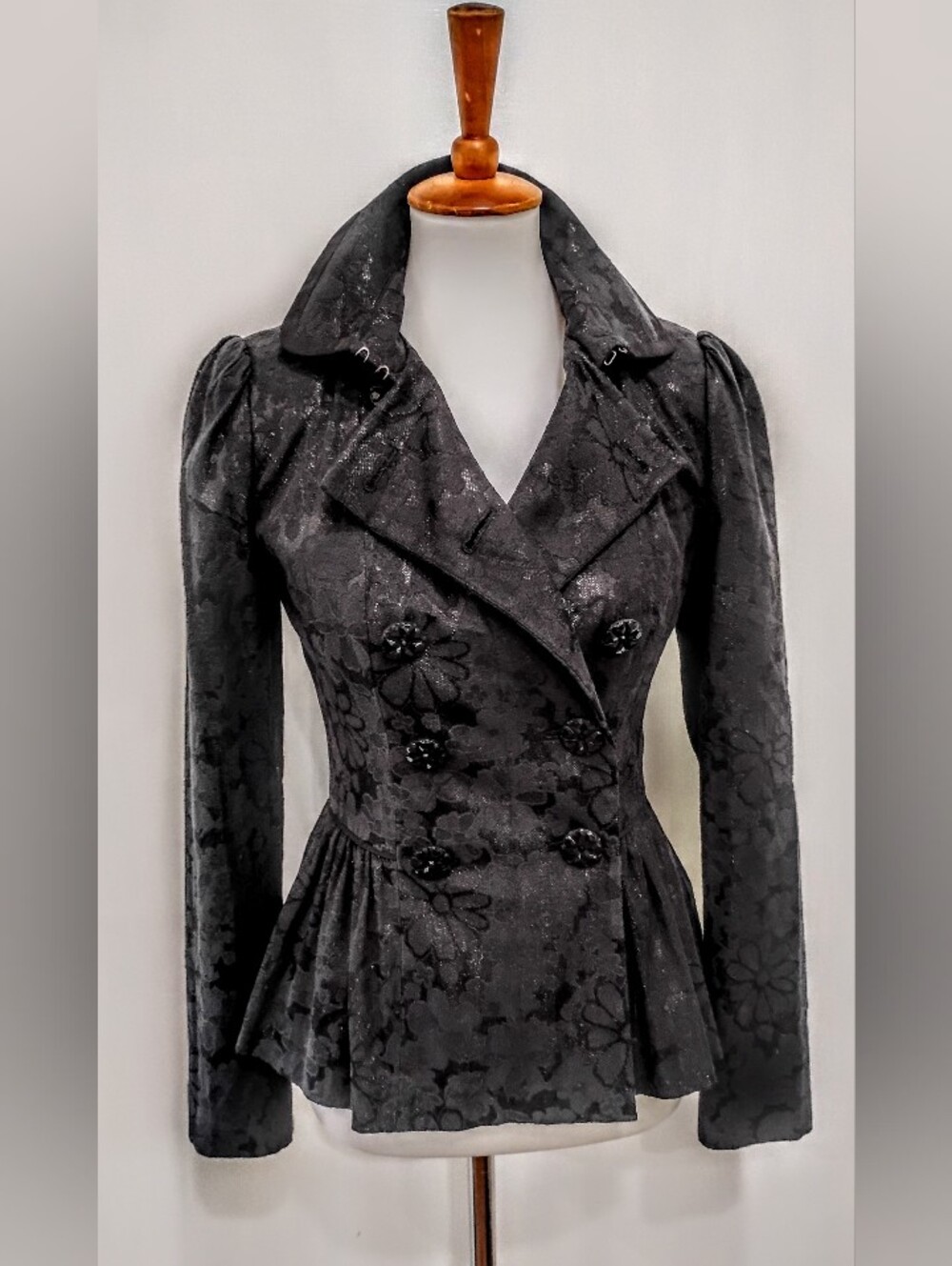 BETSEY JOHNSON BROCADE RETRO DOUBLE BREASTED JACKET - Picture 3 of 11